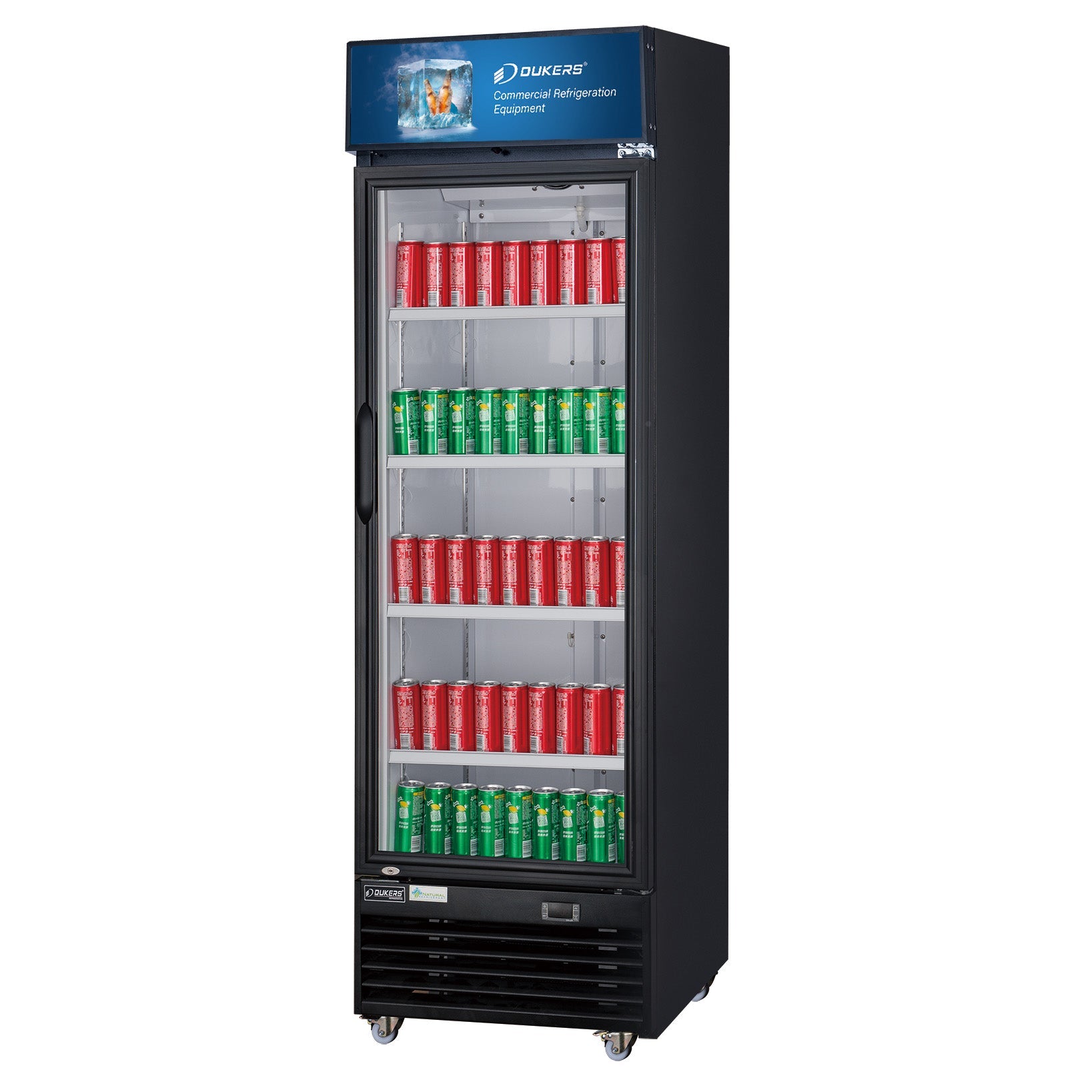 Dukers DSM-12R 11.4 cu. ft Glass Swing Door Merchandiser Refrigerator