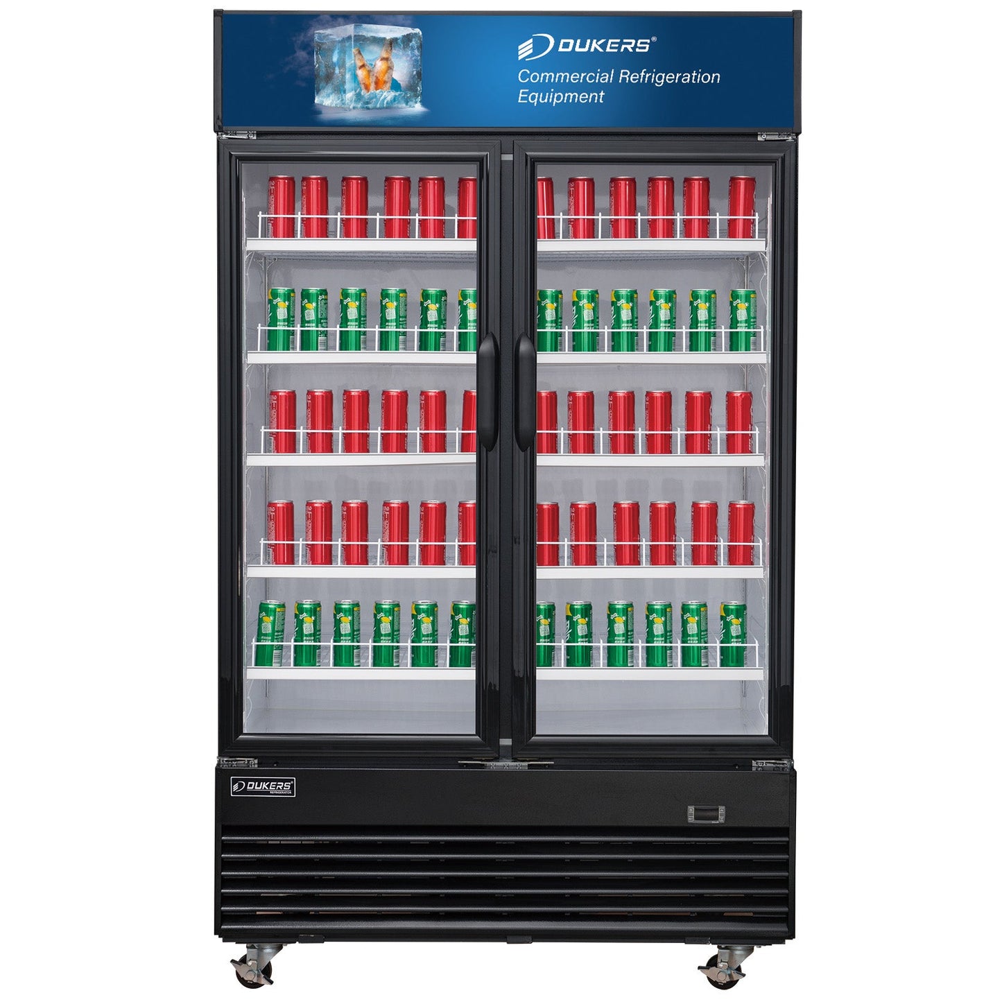 Dukers DSM-33R Glass Swing 2-Door Merchandiser Refrigerator