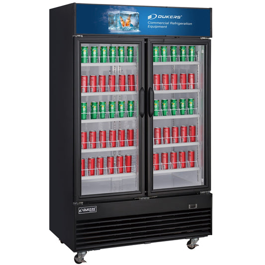 Dukers DSM-48R 48.7 cu. ft. Glass Swing 2-Door Merchandiser Refrigerator
